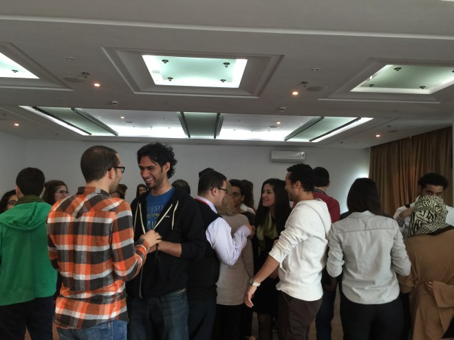 صورة من ورشة التشبيك المهني التي قدمتها عرين شحبري في مؤتمر الشراكة الأمريكية الشرق أوسطية (مي.بي) في الرباط-المغرب