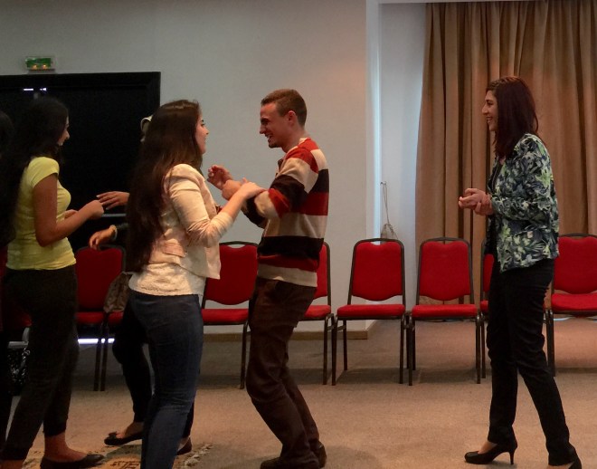 صورة من ورشة التشبيك المهني التي قدمتها عرين شحبري في مؤتمر الشراكة الأمريكية الشرق أوسطية (مي.بي) في الرباط-المغرب